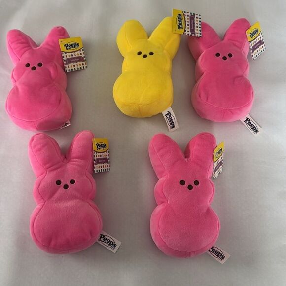 Easter Bunny Peeps Bean Bag Plush Lot Of 5 - Picture 1 of 2